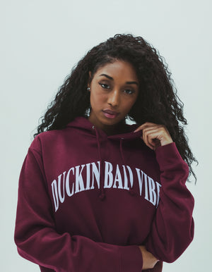DUCKIN BAD VIBES ARCH HOODIE (MAROON)