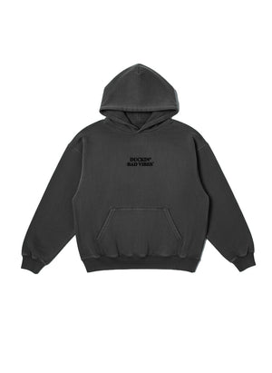 DUCKIN BAD VIBES CENTER LOGO   EMBROIDERED PREMIUM HOODIE (Pigment dye)