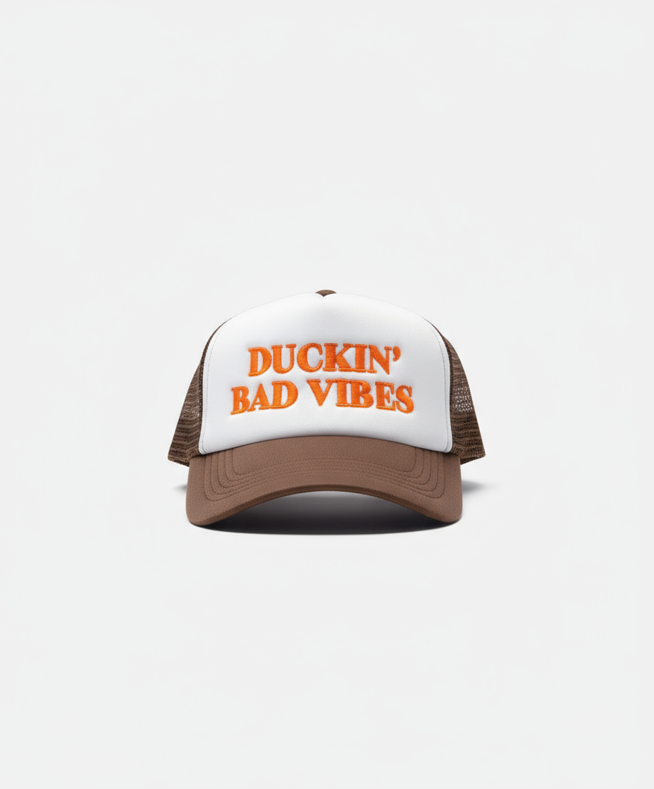 DUCKIN’ BAD VIBES EMBROIDERY TRUCKER (brown)