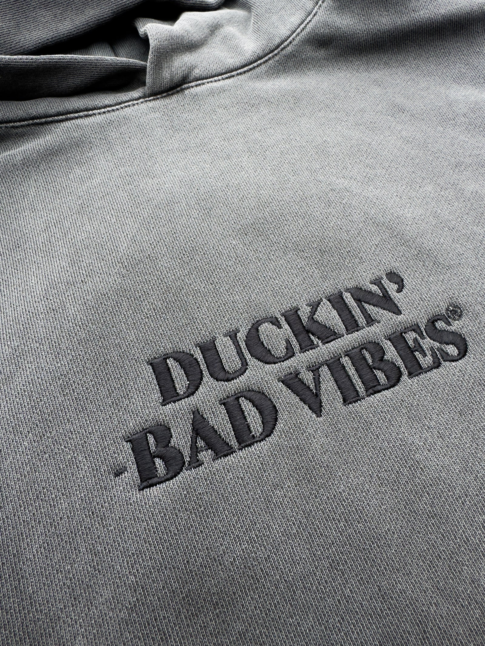 DUCKIN BAD VIBES CENTER LOGO   EMBROIDERED PREMIUM HOODIE