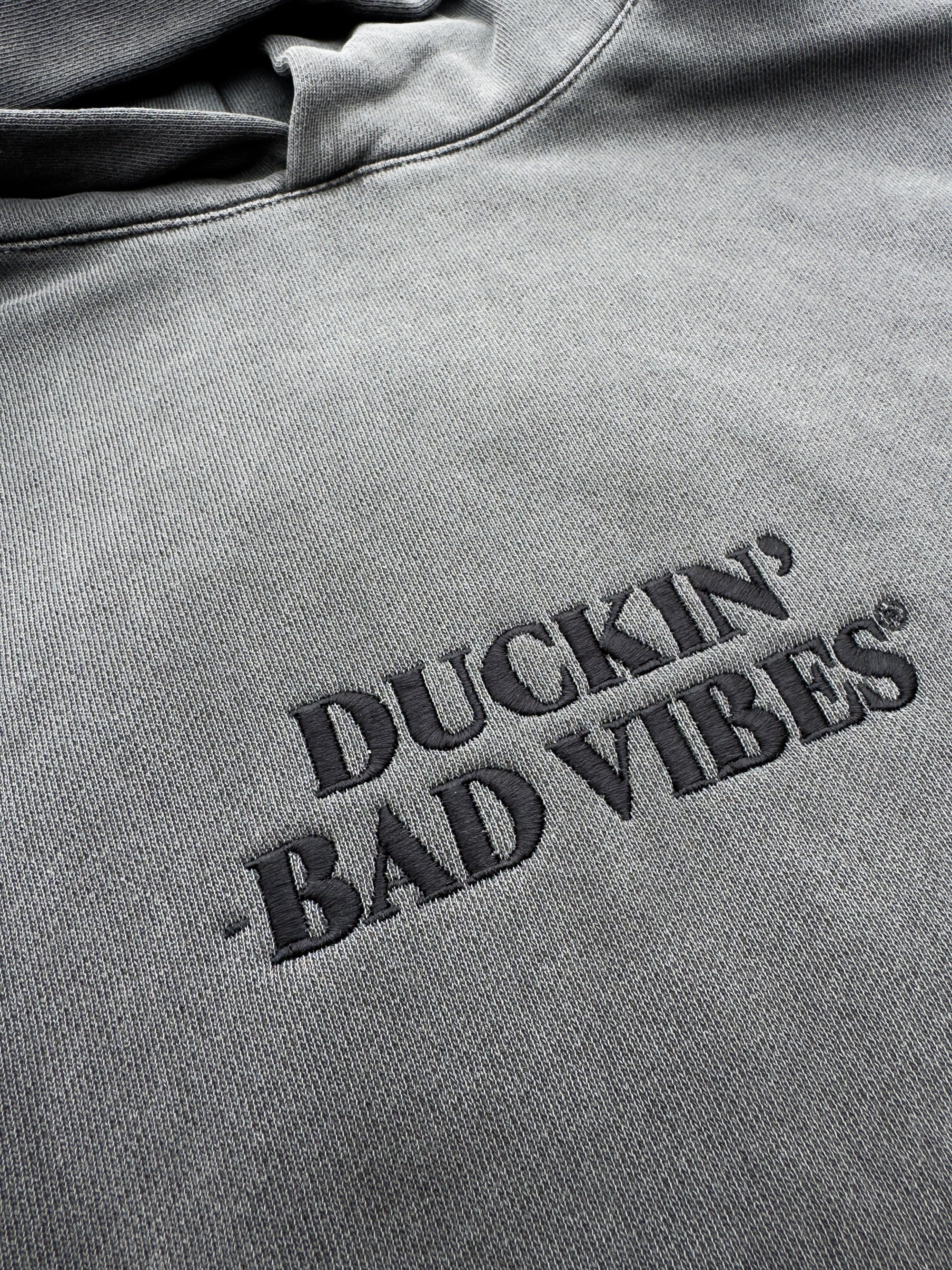 DUCKIN BAD VIBES CENTER LOGO   EMBROIDERED PREMIUM HOODIE (Pigment dye)
