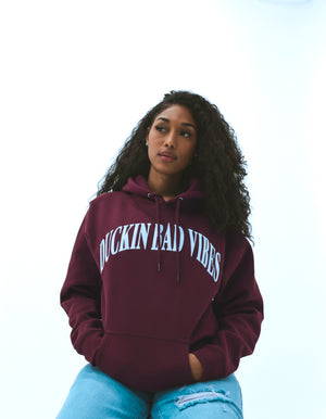 DUCKIN BAD VIBES ARCH HOODIE (MAROON)