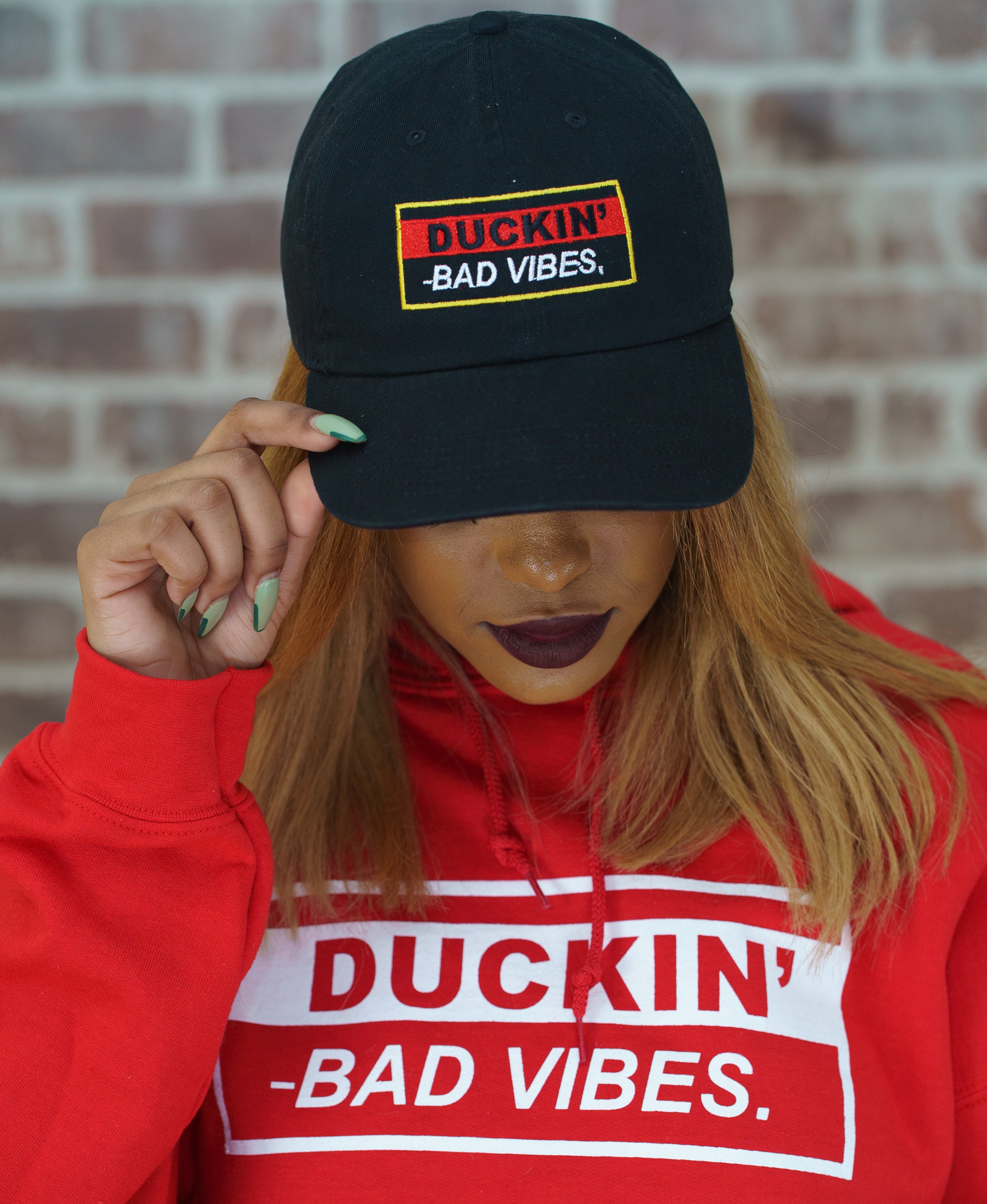 DUCKIN' BAD VIBES EMBROIDERED HAT (BLACK)